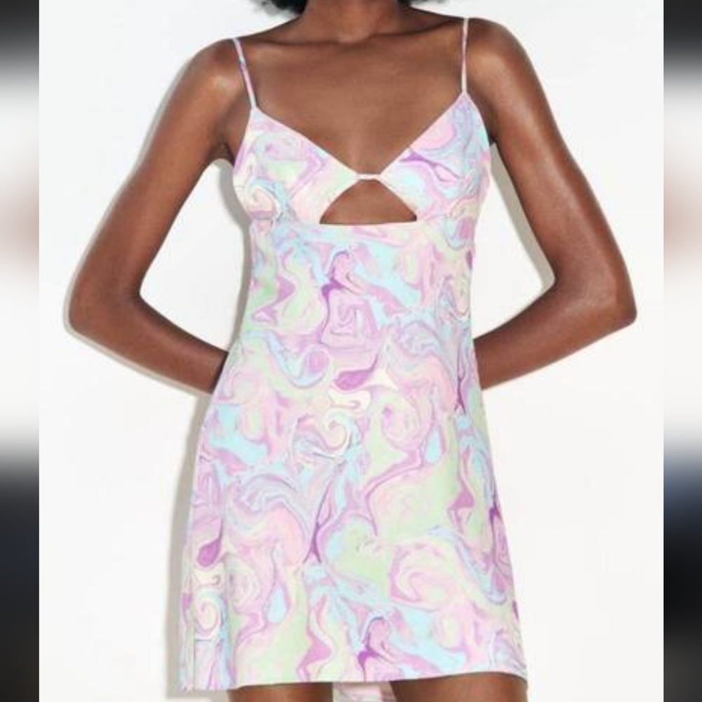Zara Marble Pattern Strappy Back Mini Dress